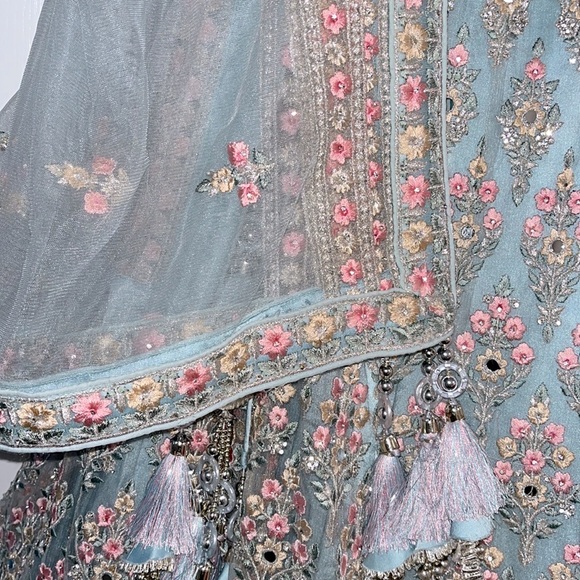 Light blue fully embellished full lehenga set - Picture 4 of 4